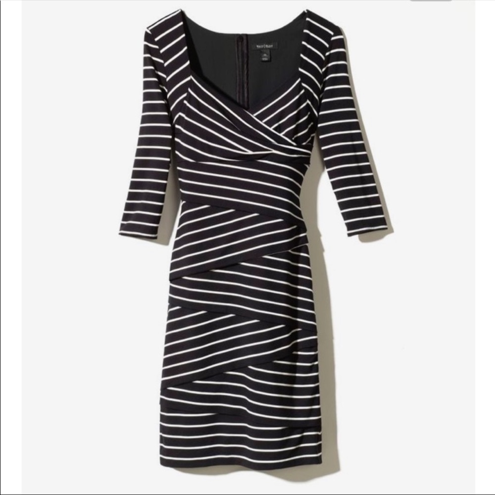 White House Black Market 3/4 sleeve striped dress